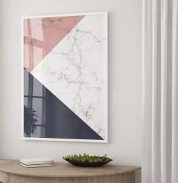 Quadro Decorativo Formas Geométricas de Mármore Azul e Rosé
